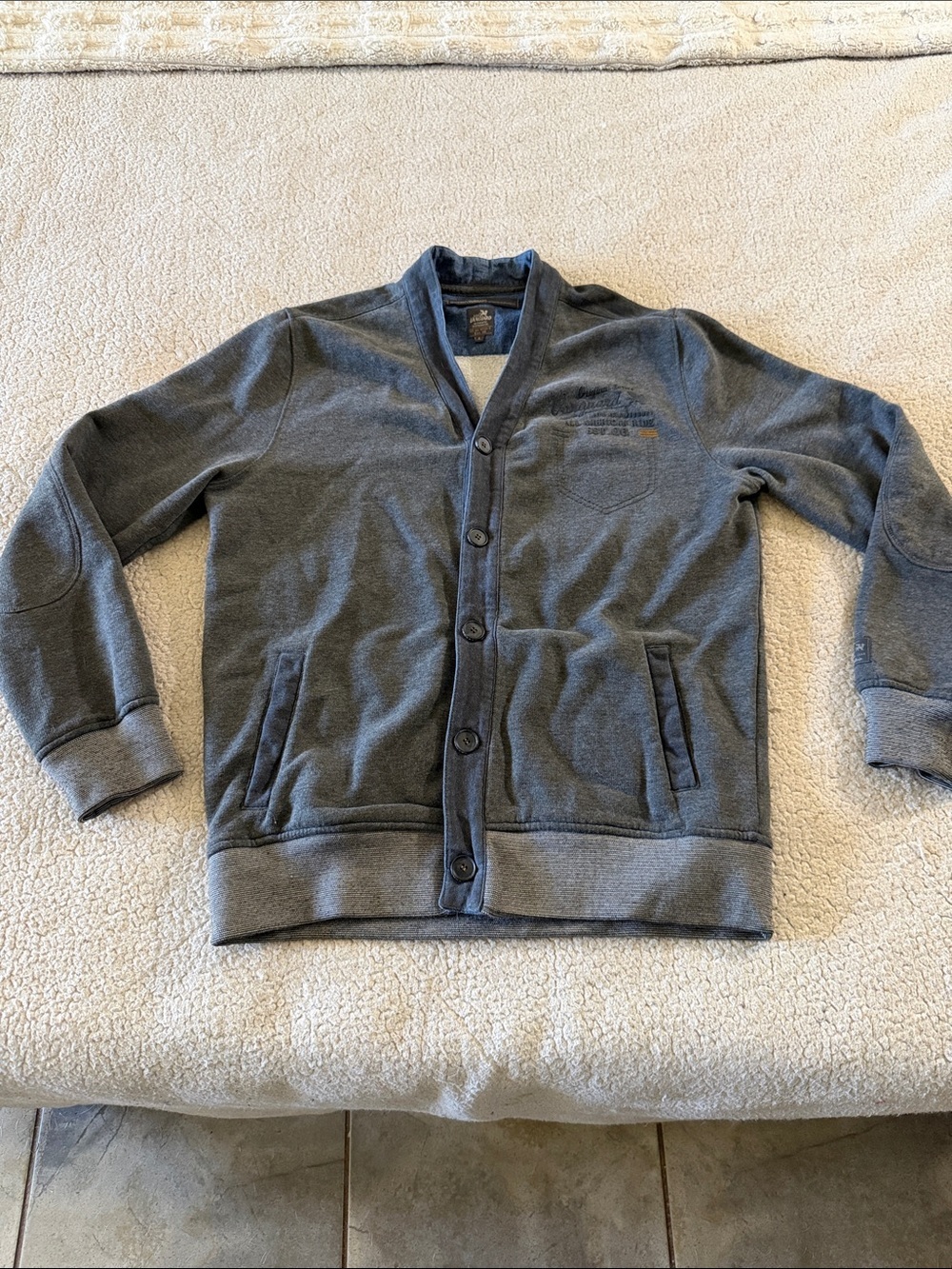 Vanguard Men's Shawl Collar Cardigan in Heather Gray Size large